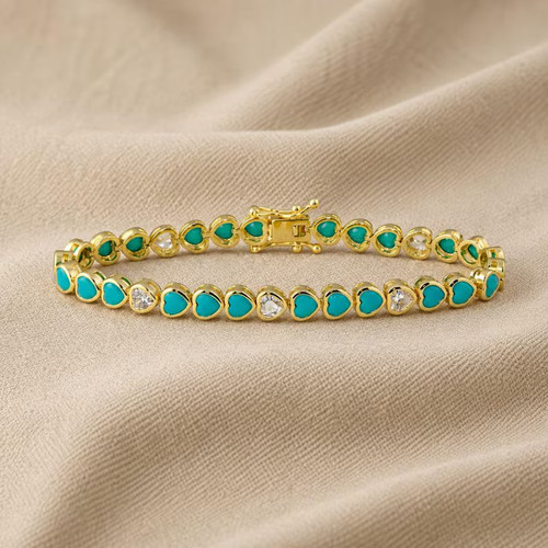 Bracciale tennis taglio cuore - tennis,